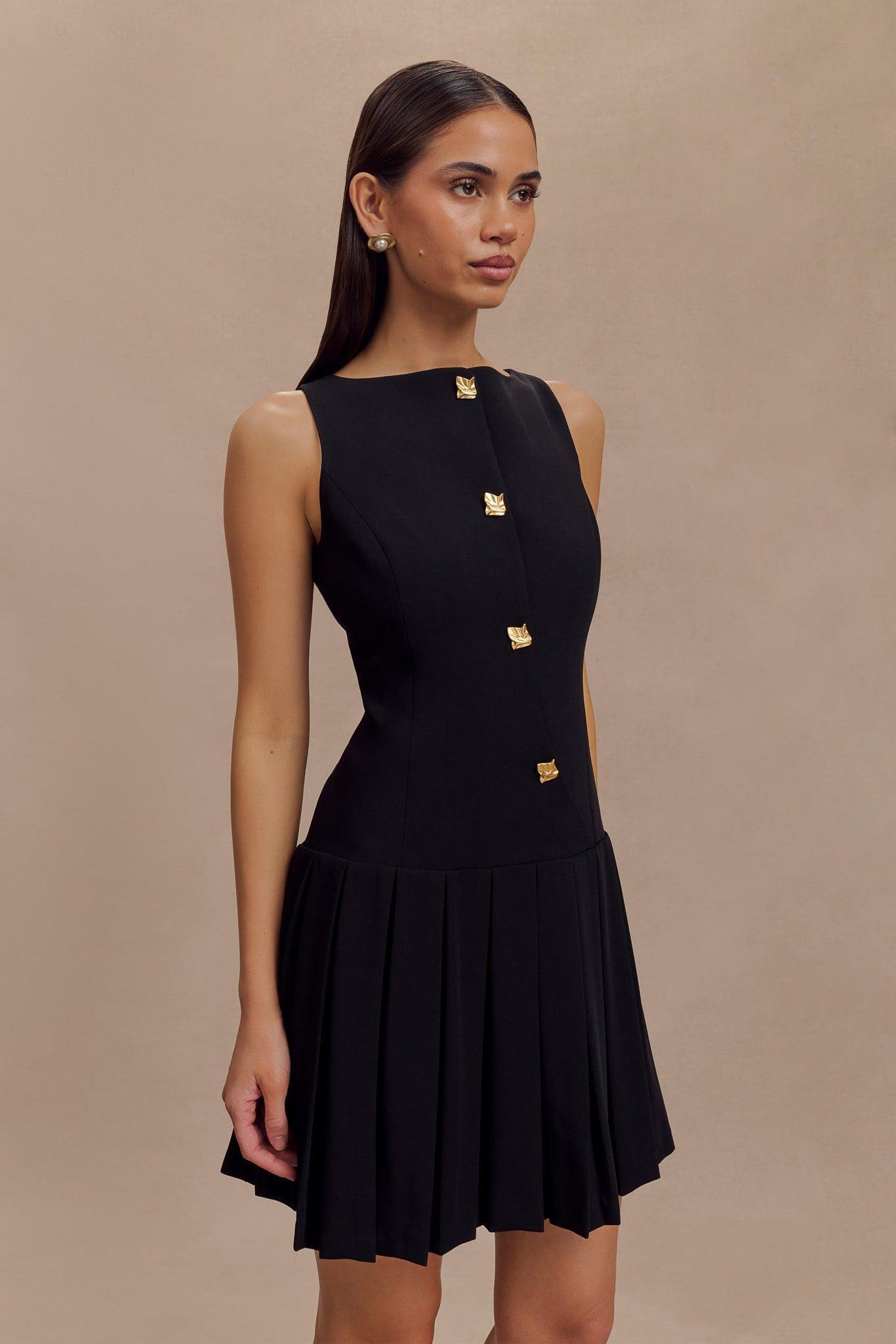 Mackenzie Sleeveless Pleated Mini Dress - Black Product Image