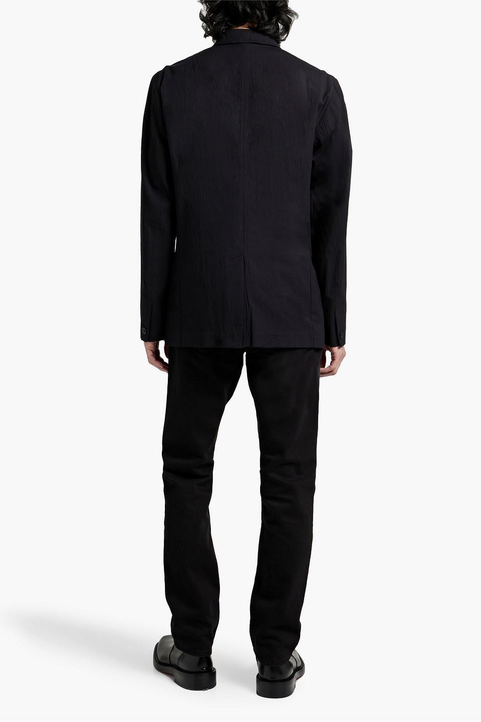 Linden Cotton-blend Seersucker Blazer In Black Product Image