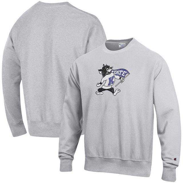 Mens Champion Heathered Gray Kansas State Wildcats Vault Logo Reverse Weave Pullover Sweatshirt Product Image