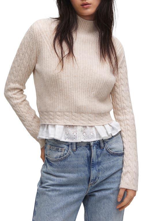 MANGO Mixed Stitch Crop Mock Neck Sweater Product Image