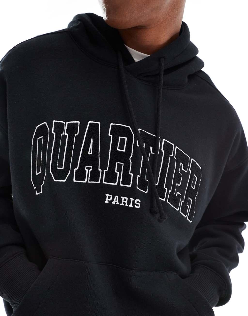 Cotton On boxy fit pullover hoodie in black with Paris graphic Product Image