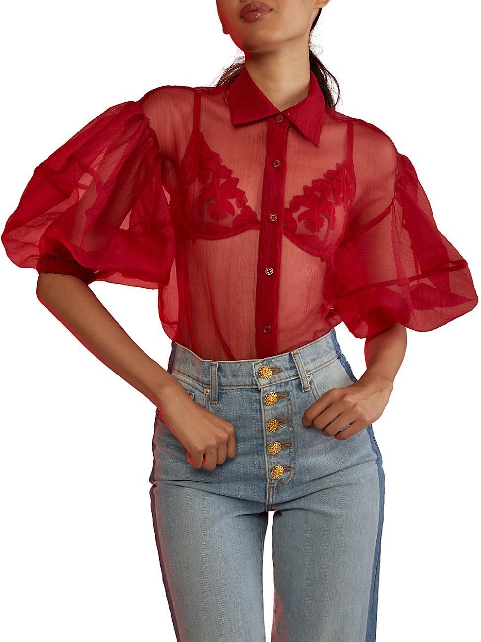 Womens Organza Sheer Top Product Image