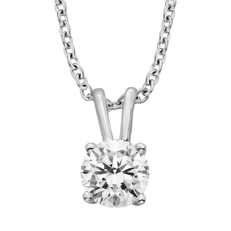 Diamonore Sterling Silver 1 1/2-ct. T.W. Simulated Diamond Solitaire Pendant, Womens White Product Image