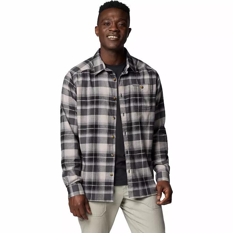 Mens Columbia Cornell Woods Flannel Shirt Dark Grey Tartan Product Image