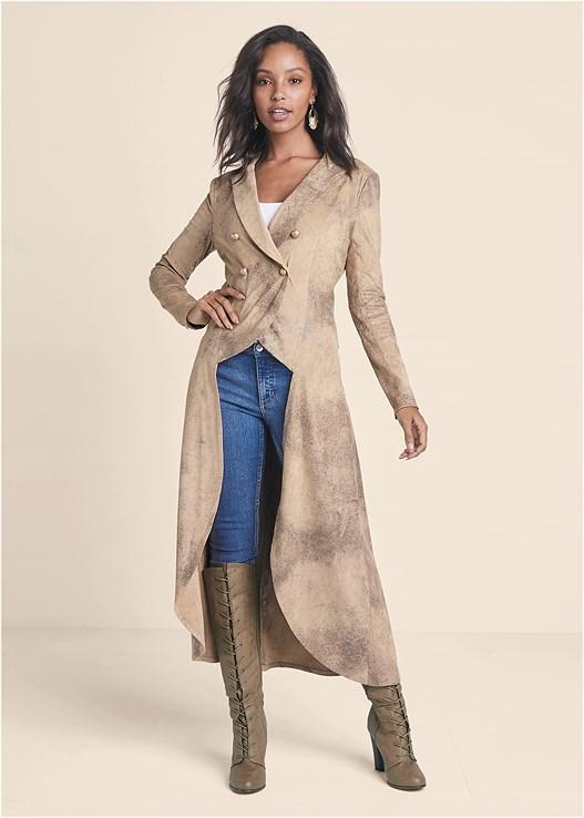 High-Low Faux-Suede Blazer Product Image