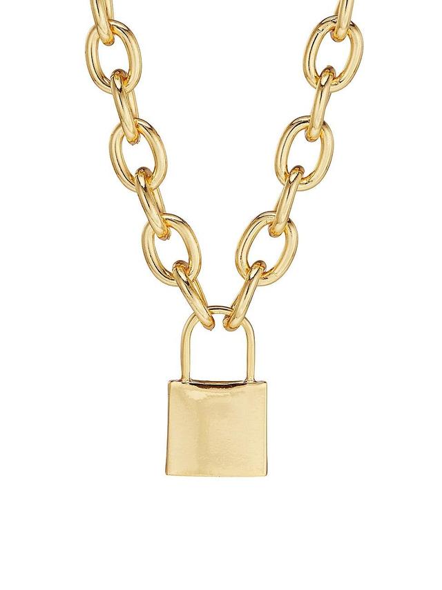 Womens Goldtone Lock Pendant Necklace Product Image