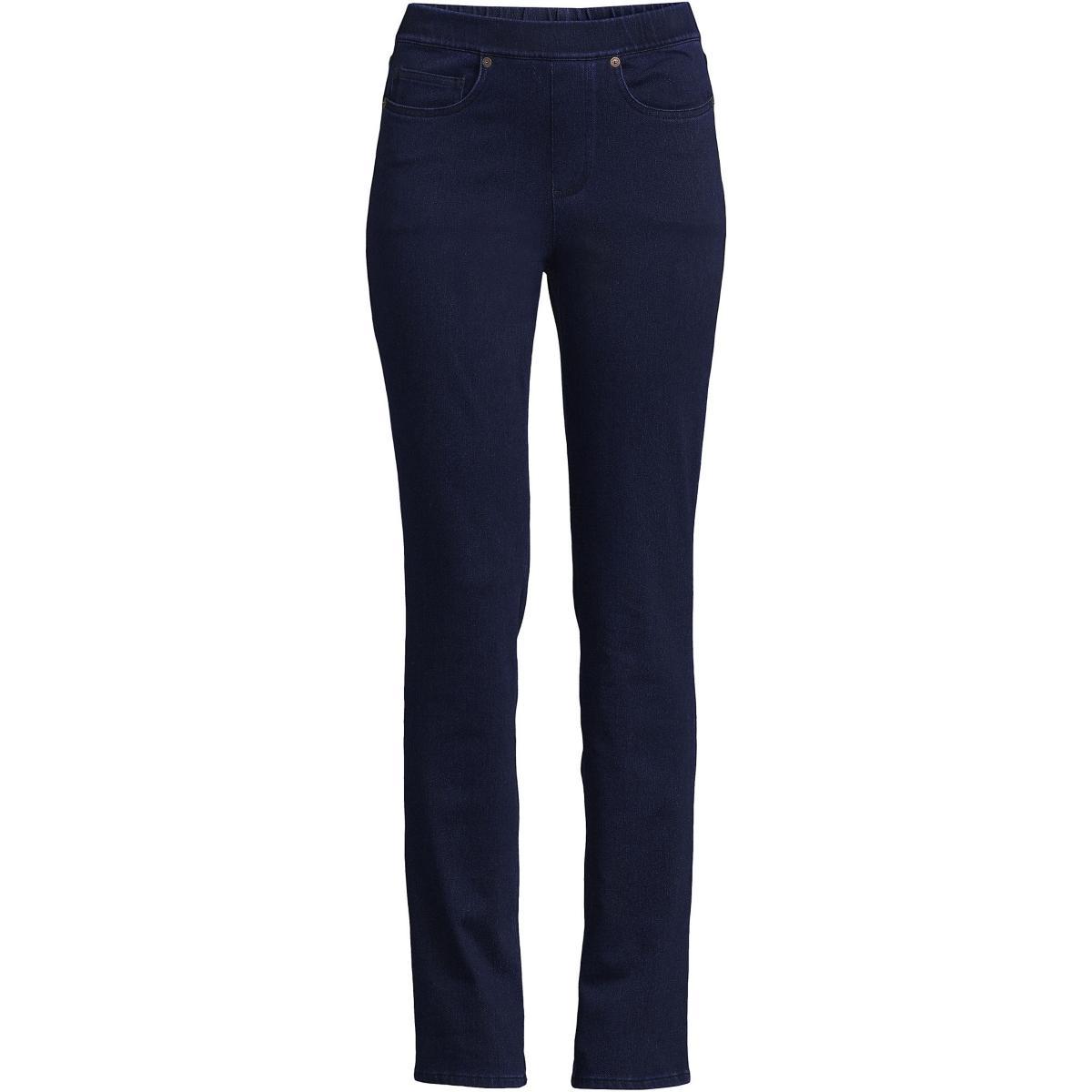 Womens Lands End Starfish Mid-Rise Pull-On Straight Jeans Blue Product Image