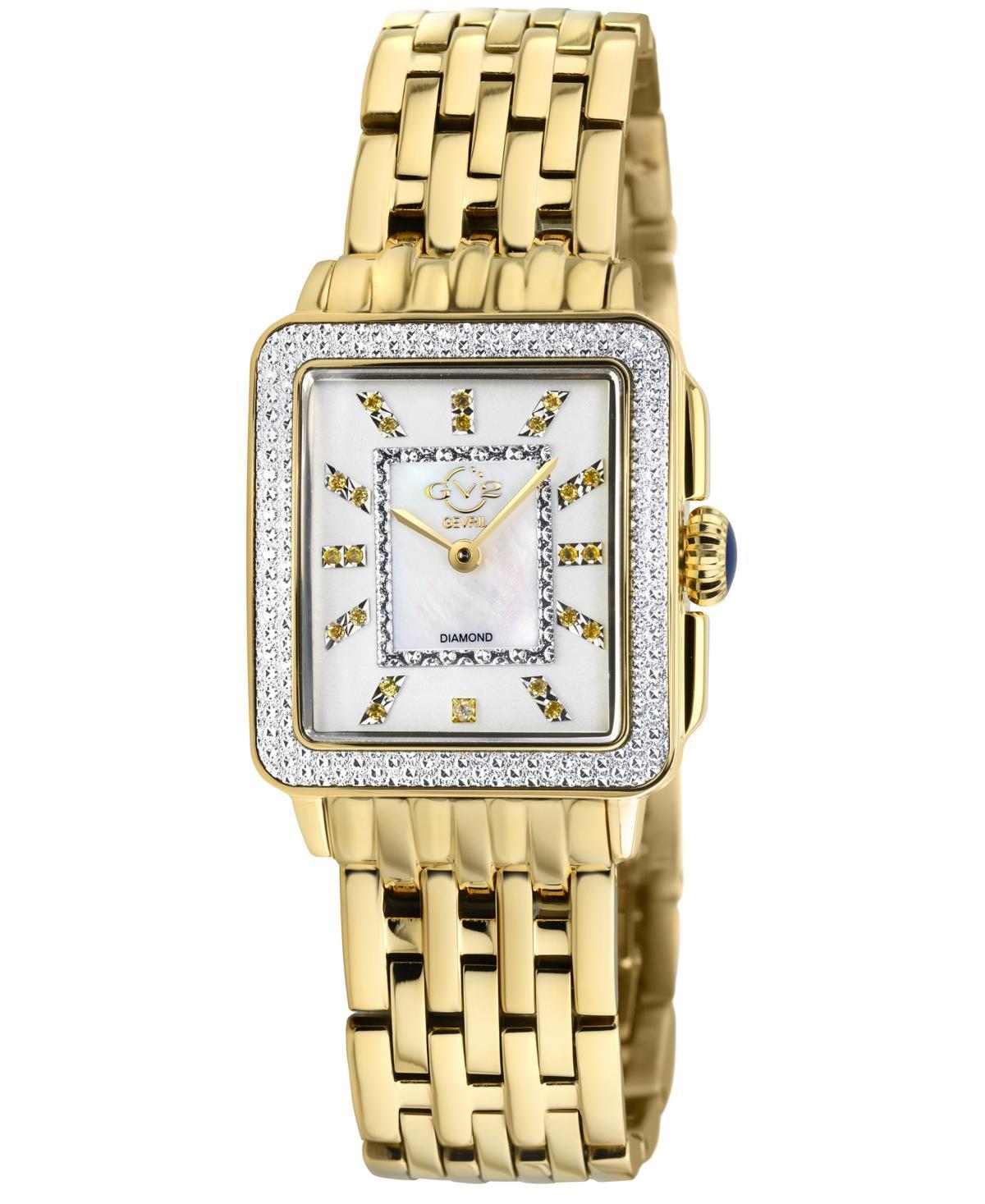 GV2 by Gevril Womens Padova Gemstone Swiss Quartz Diamond Accent Ion Plating Gold-Tone Stainless Steel Bracelet Watch 27mm x 30mm Product Image