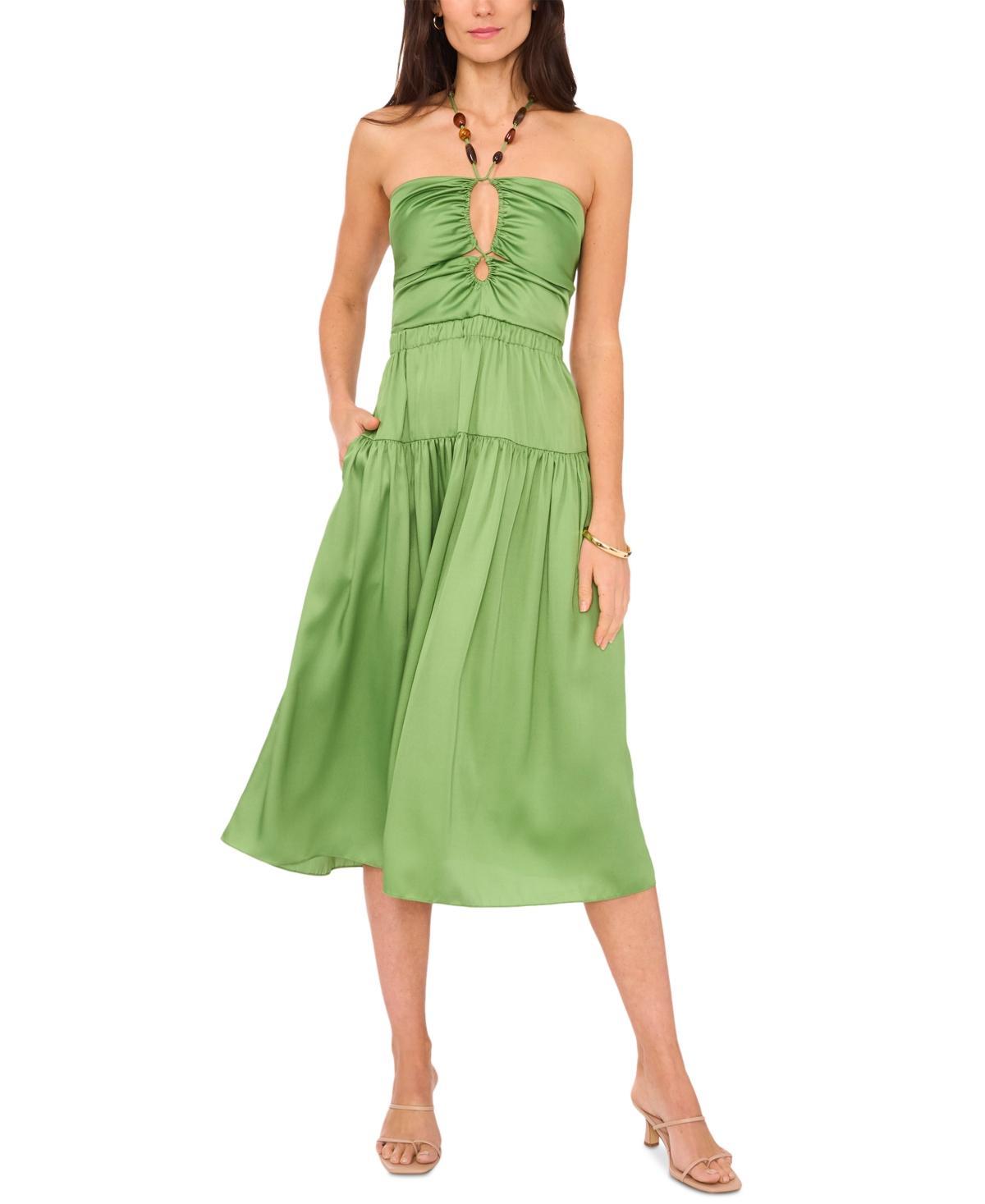 1.state Womens Beaded Halter Midi Dress product image