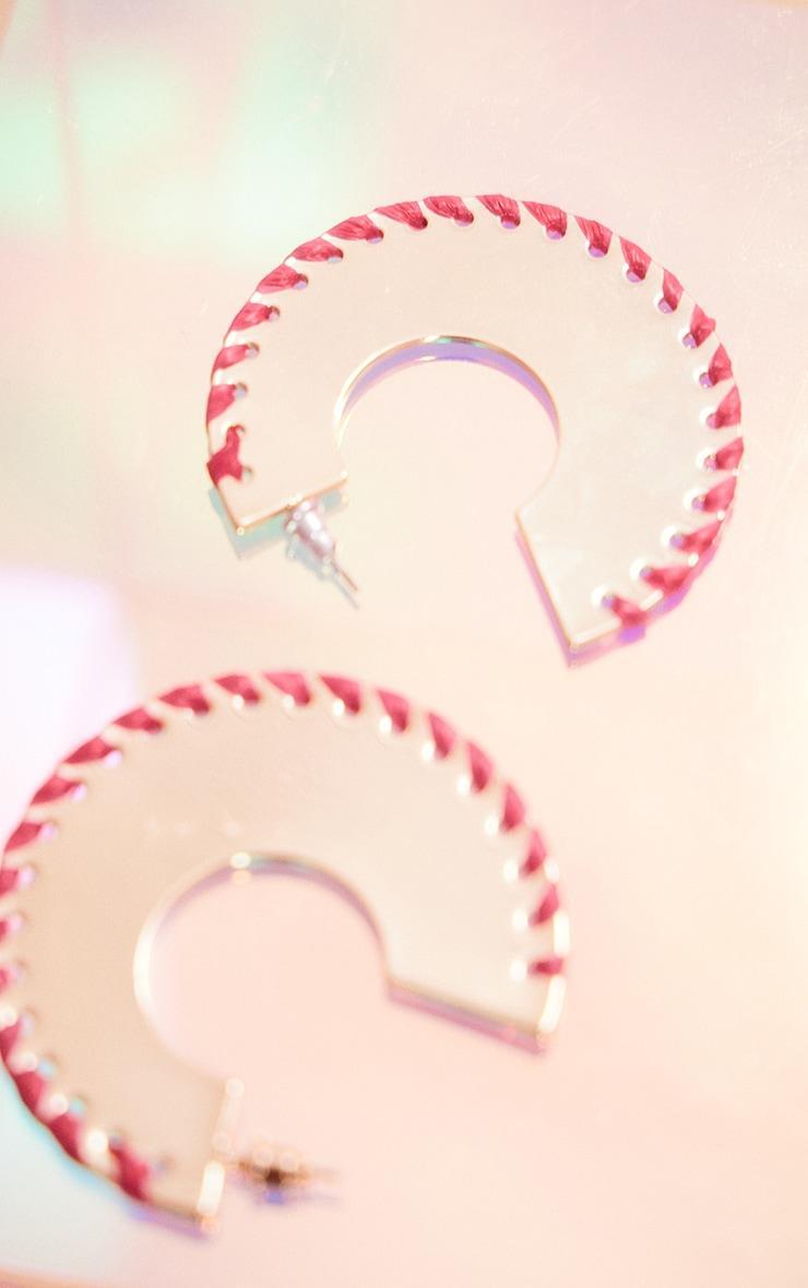 Pink Raffia Whipstitch Shiny Disc Earrings Product Image