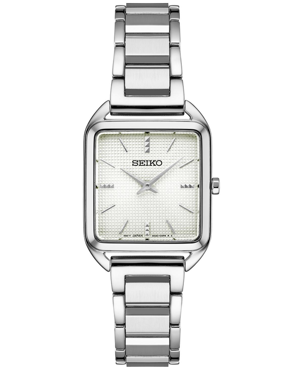 Seiko Essentials Womens Stainless Steel Rectangle Dial Bracelet Watch Green Product Image