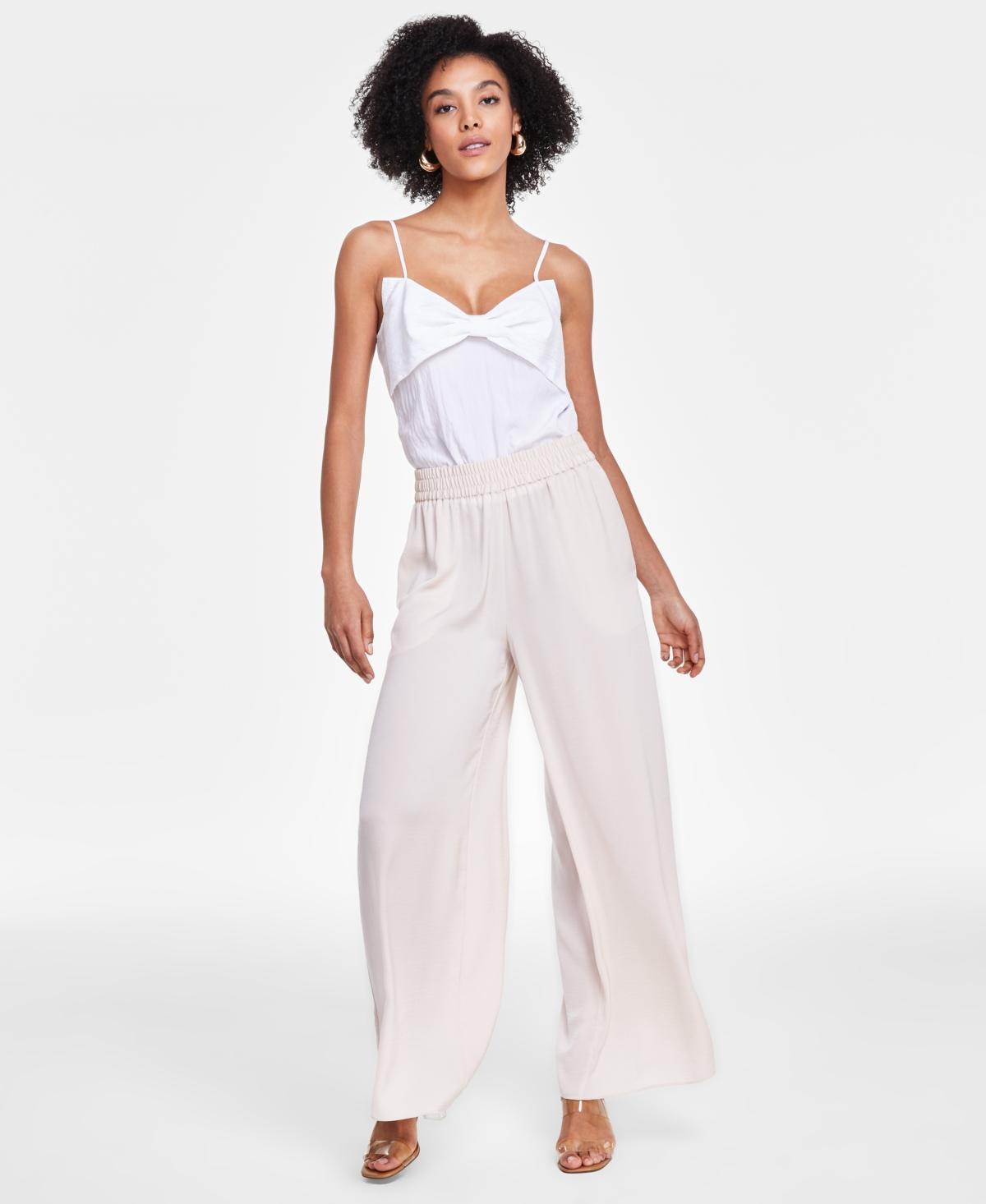 Bar Iii Womens Silky Pull-On Wide-Leg Pants, Created for Macys Product Image