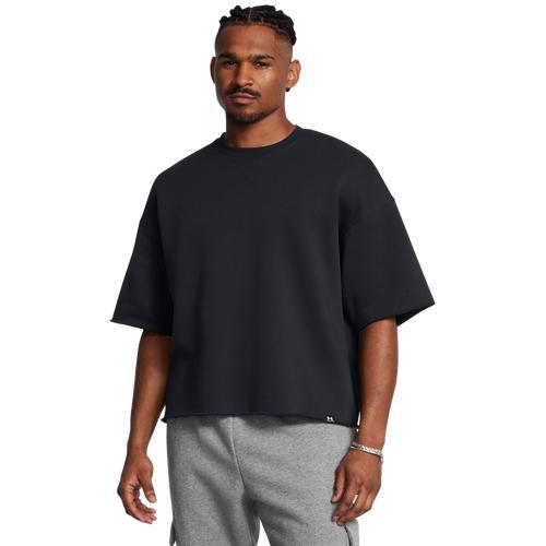 Under Armour Mens Under Armour Icon Fleece Short Sleeve Crew - Mens Black/Mod Grey Product Image