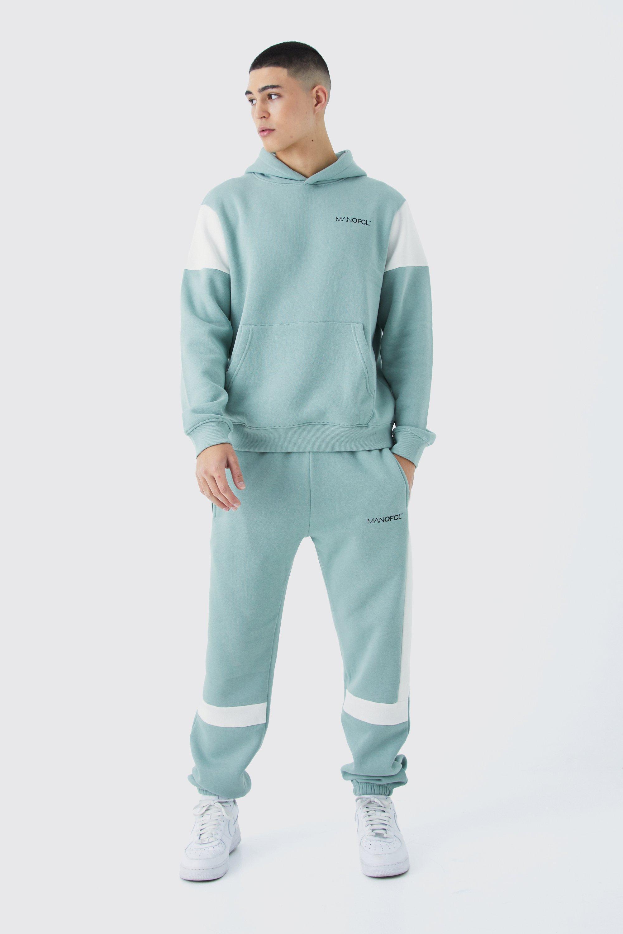 Mens Green Man Ofcl Colour Block Hoodie Tracksuit, Green Product Image