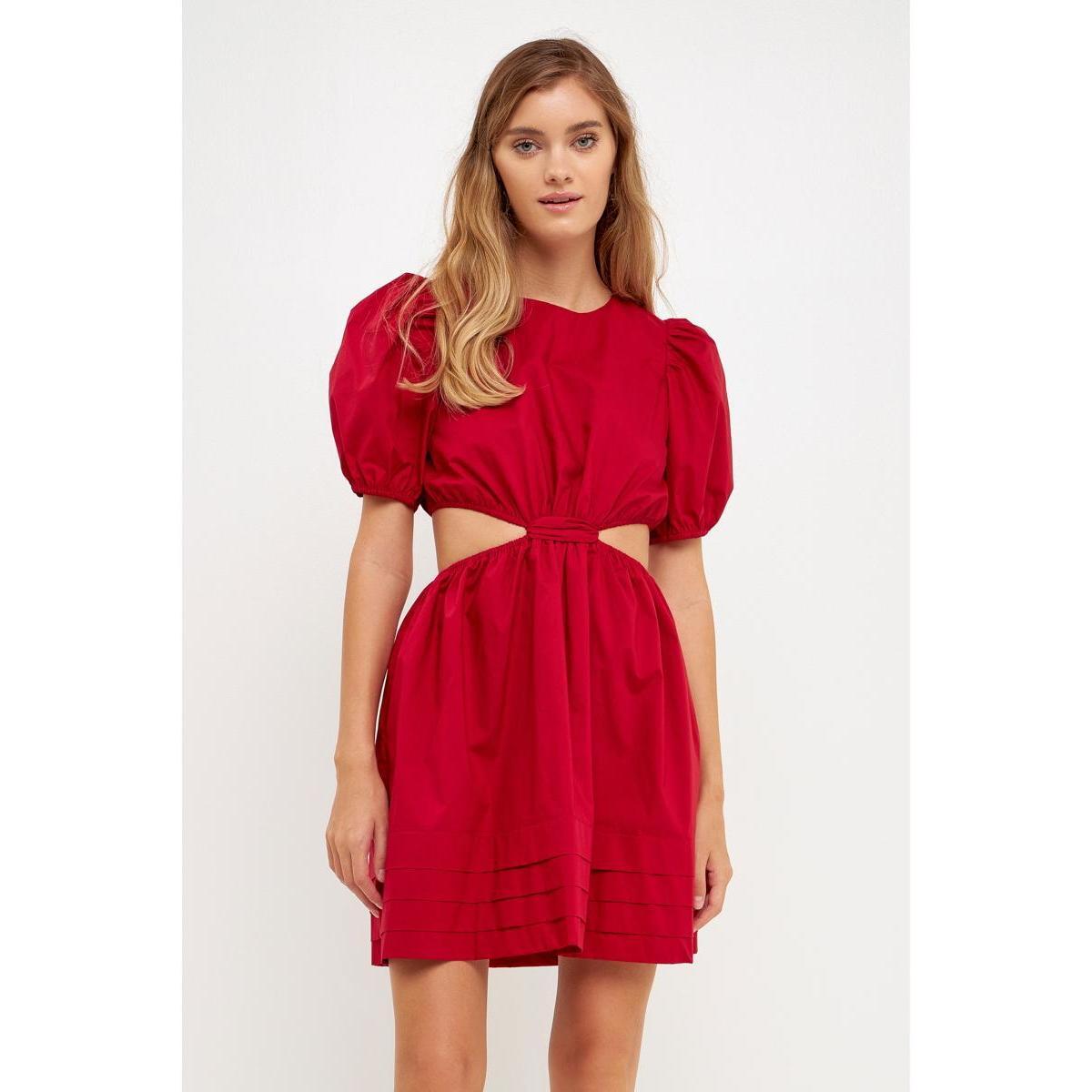 Womens Pleats with Cut-out Detail Mini Dress Product Image