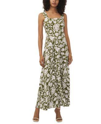 Floral Square-Neck Smocked-Back Maxi Dress Product Image