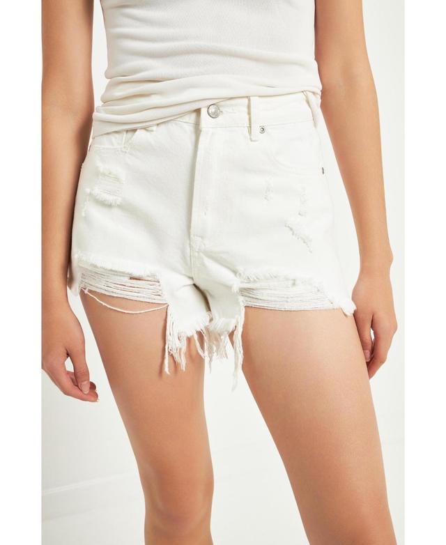 Grey Lab Womens Destroyed Denim Shorts Product Image