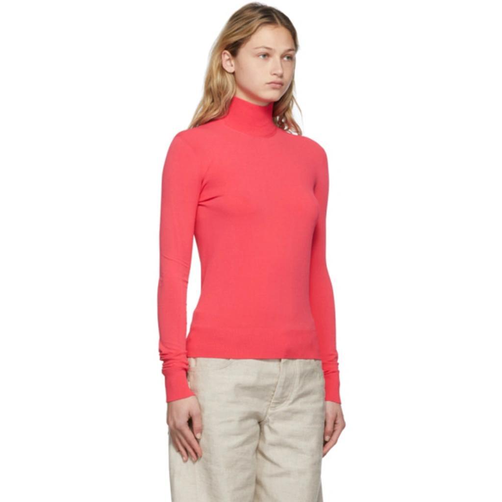 Pink Viscose Turtleneck In Light Pink Product Image