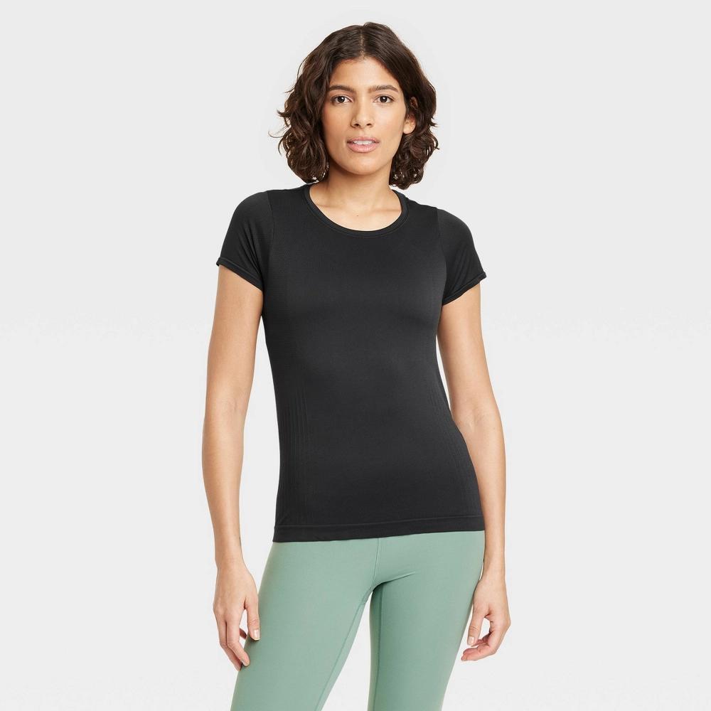 Women's Seamless Short Sleeve Shirt - All In Motion™ Black XS product image