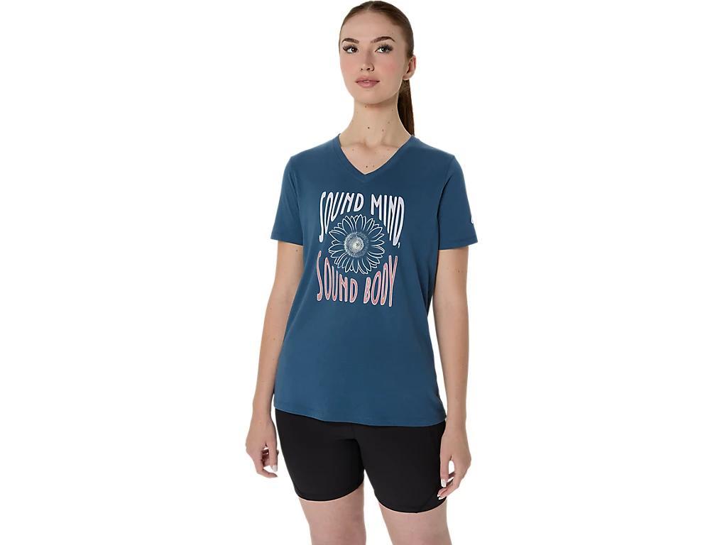 ASICS Women's Sunflower Slogan V-Neck Product Image