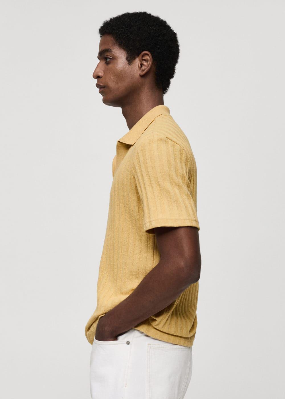 MANGO MAN - Regular fit ribbed cotton polo shirt yellowMen Product Image