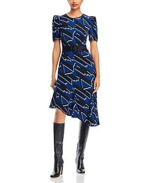 Karl Lagerfeld Paris Womens Printed Asymmetrical-Hem Dress Product Image