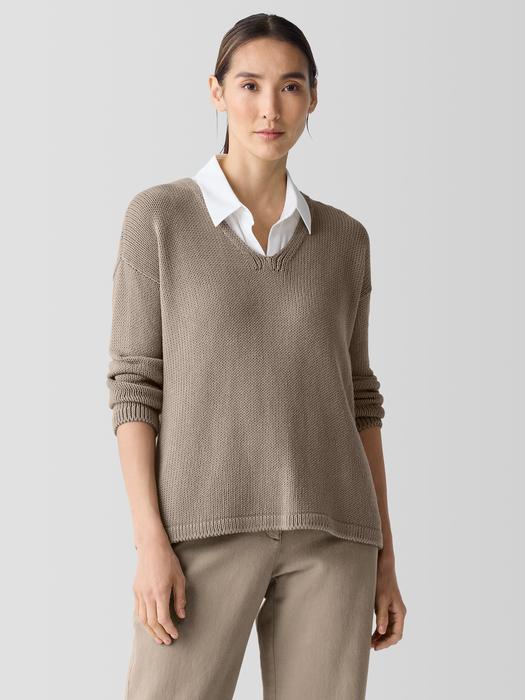 Peruvian Organic Cotton Cord Jersey V-Neck Top Product Image