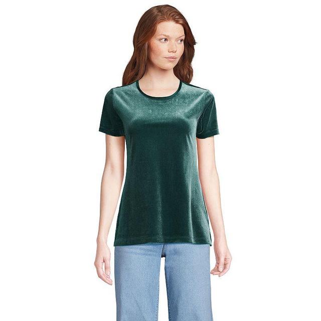 Womens Lands End Velvet Crewneck Top Product Image