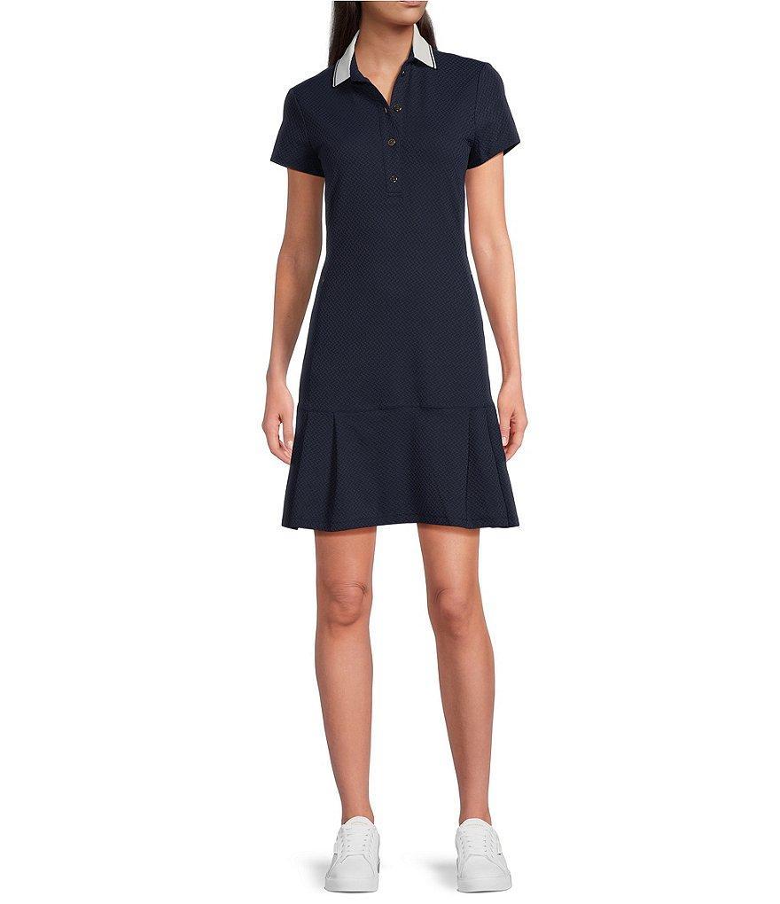 J.McLaughlin Dorte Catalina Cloth Knit Point Collar Cap Sleeve Side Pocket Pleated Shirt Dress Product Image