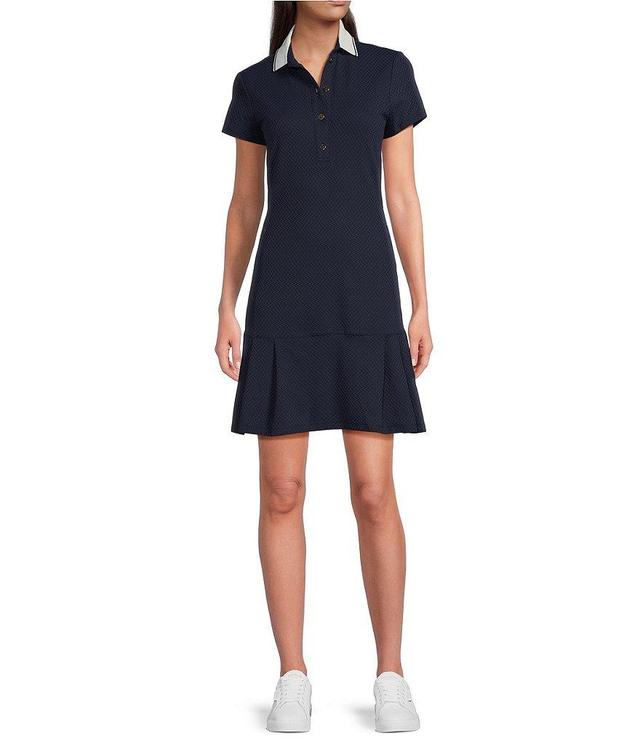 J.McLaughlin Dorte Catalina Cloth Knit Point Collar Cap Sleeve Side Pocket Pleated Shirt Dress Product Image