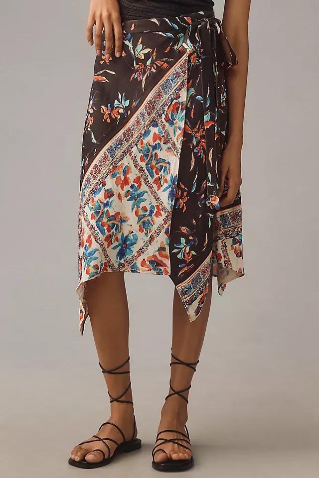 By Anthropologie Asymmetrical Wrap Midi Skirt Product Image