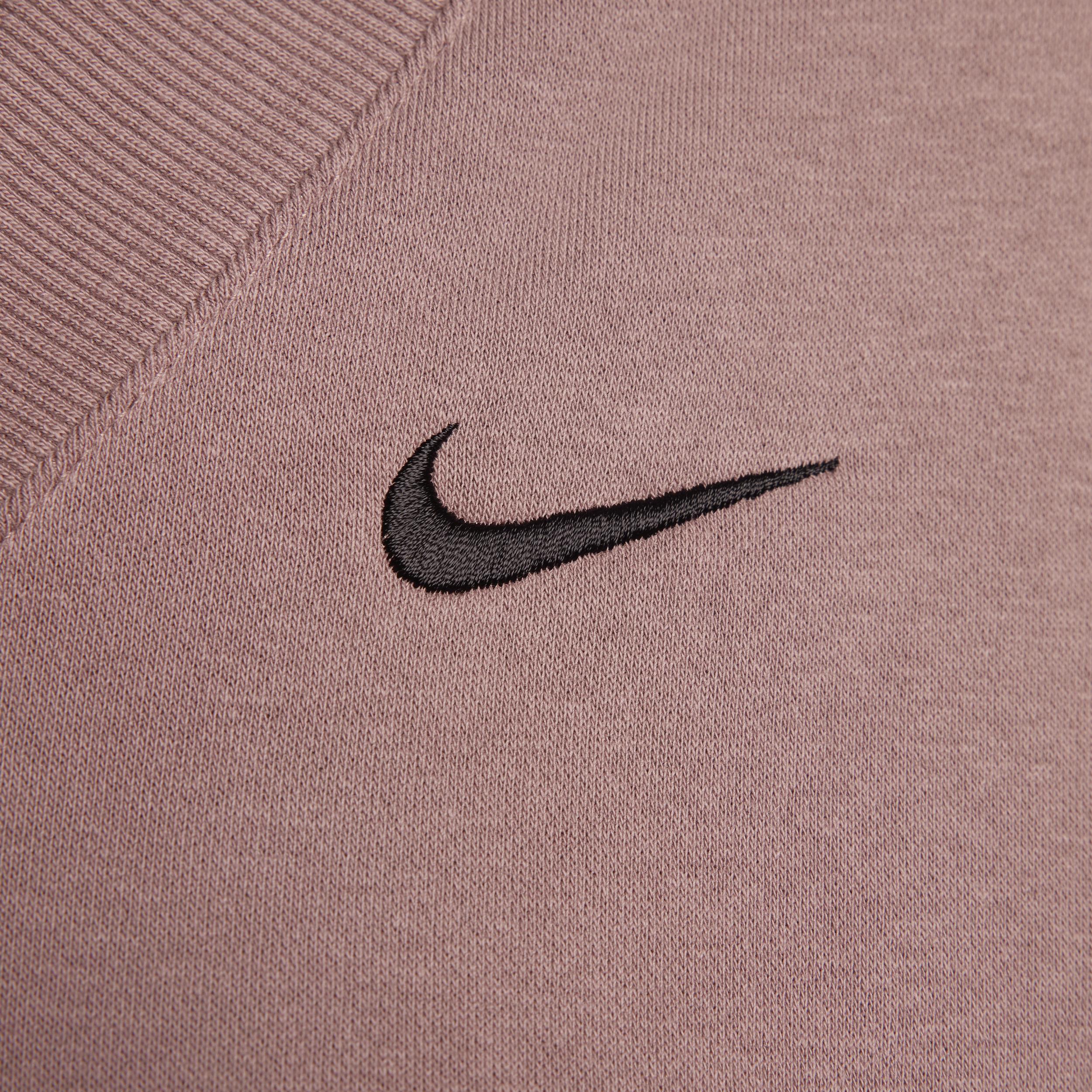 Nike mini swoosh v-neck cropped sweatshirt in smokey mauve Product Image