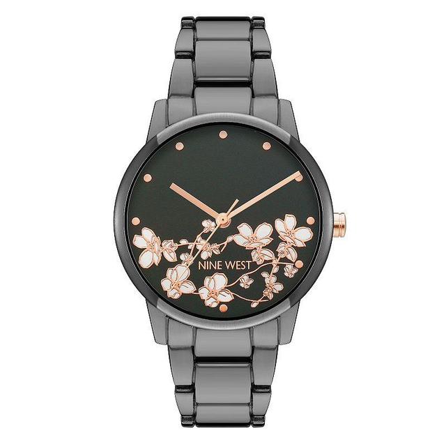 Nine West Womens Flower Dial Two Tone Watch Grey Product Image