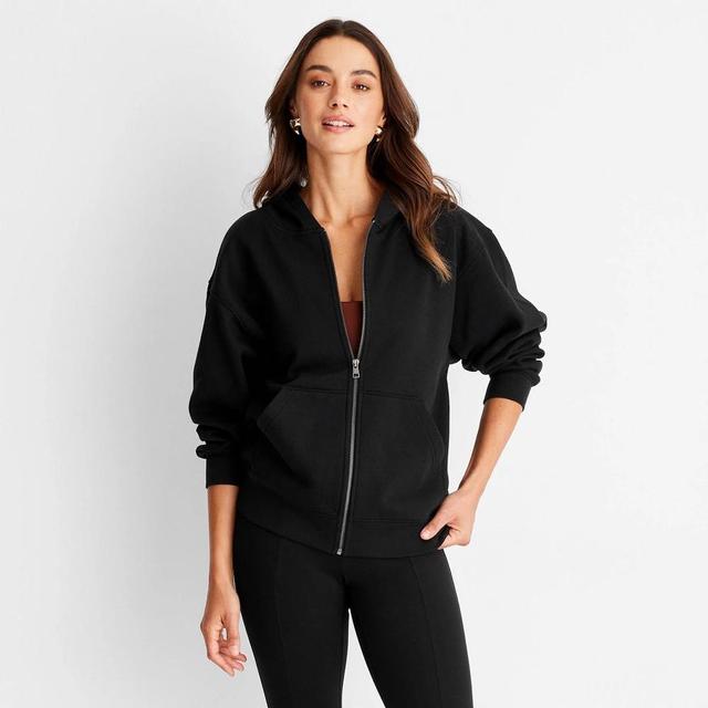 Womens Leisure Studio Zip-Up Hoodie Sweatshirt - Universal Thread Black XS Product Image