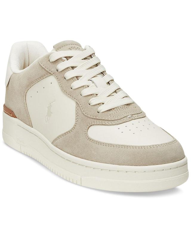 Polo Ralph Lauren Masters Court Leather-Suede Sneakers (Milkshake/Ecru) Men's Shoes Product Image