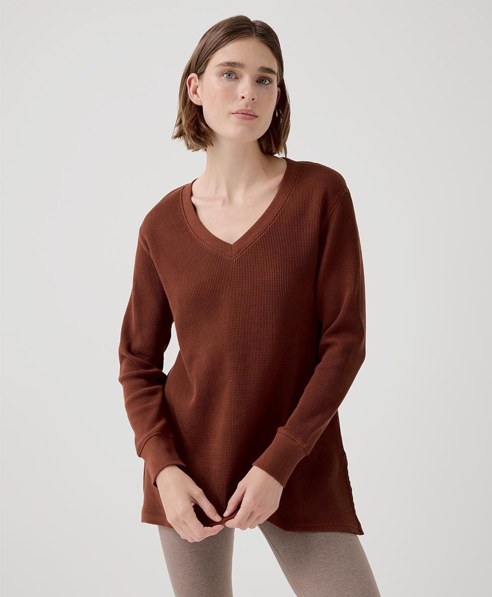 Womens Thermal Waffle V-Neck Tunic XS Product Image