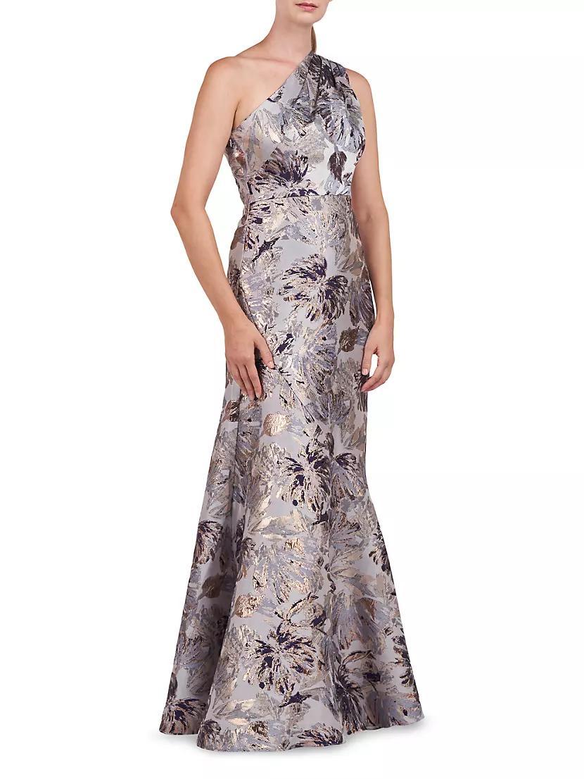 Gianella Metallic Floral Jacquard One-Shoulder Gown Product Image