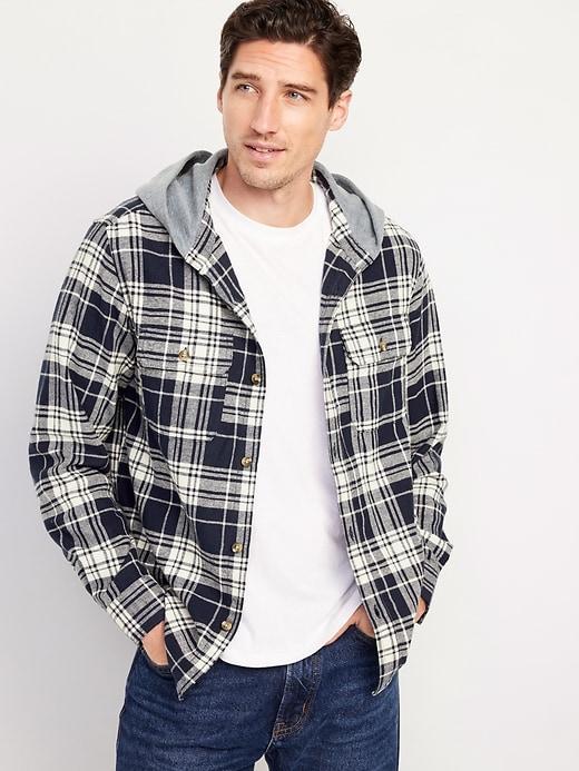 Hooded Flannel Shirt Product Image