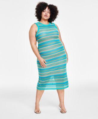 Trendy Plus Size Sleeveless Crochet Midi Dress, Created for Macy's  Product Image