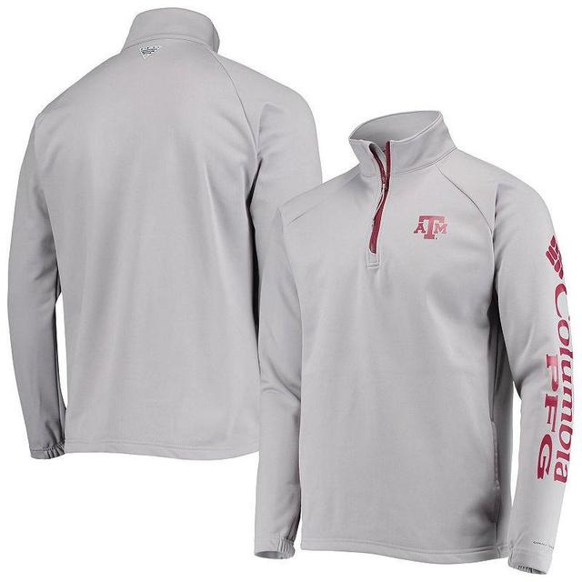 Mens Columbia Gray Texas A&M Aggies Terminal Tackle Fleece Raglan Omni-Shade Quarter-Zip Jacket Product Image