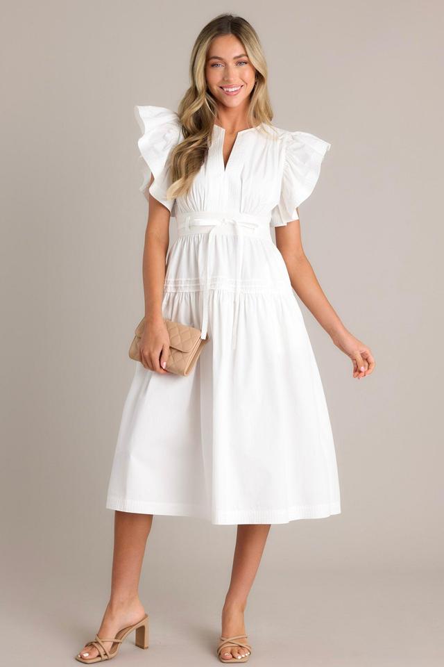 Pure Enchantment White 100% Cotton Midi Dress Product Image