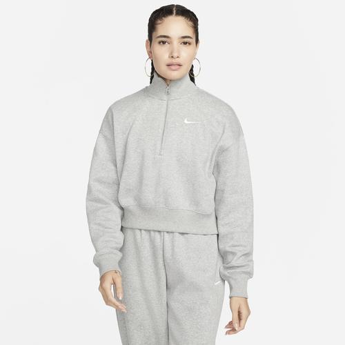 Nike Womens Nike Style Fleece Crop Quarter Zip - Womens Grey Product Image