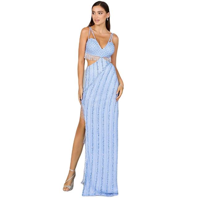 Women's Cutout Beaded Gown with Fringes Product Image