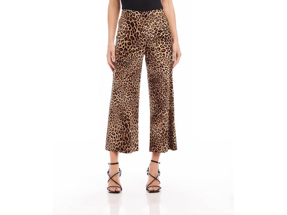 Karen Kane Leopard Print Corduroy Wide Leg Crop Pants Product Image