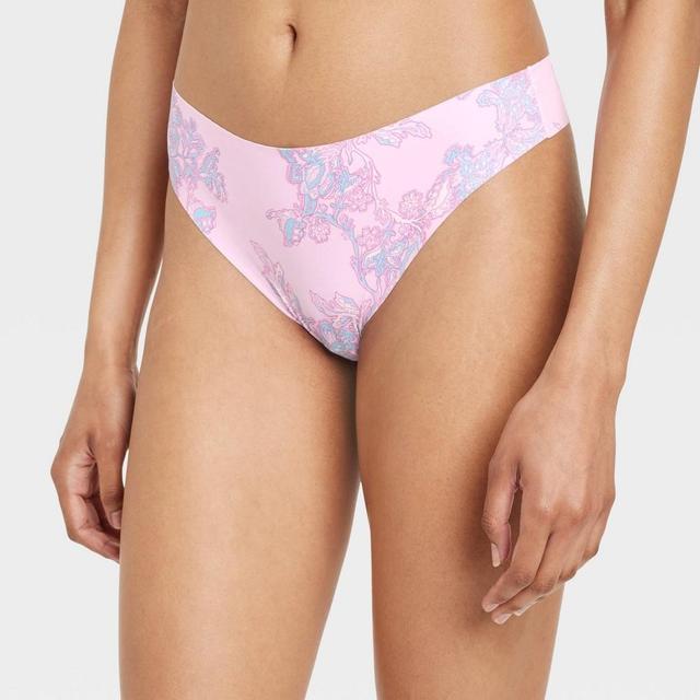 Womens Floral Print Invisible Edge Thong - Auden Ornamental Floral L Product Image