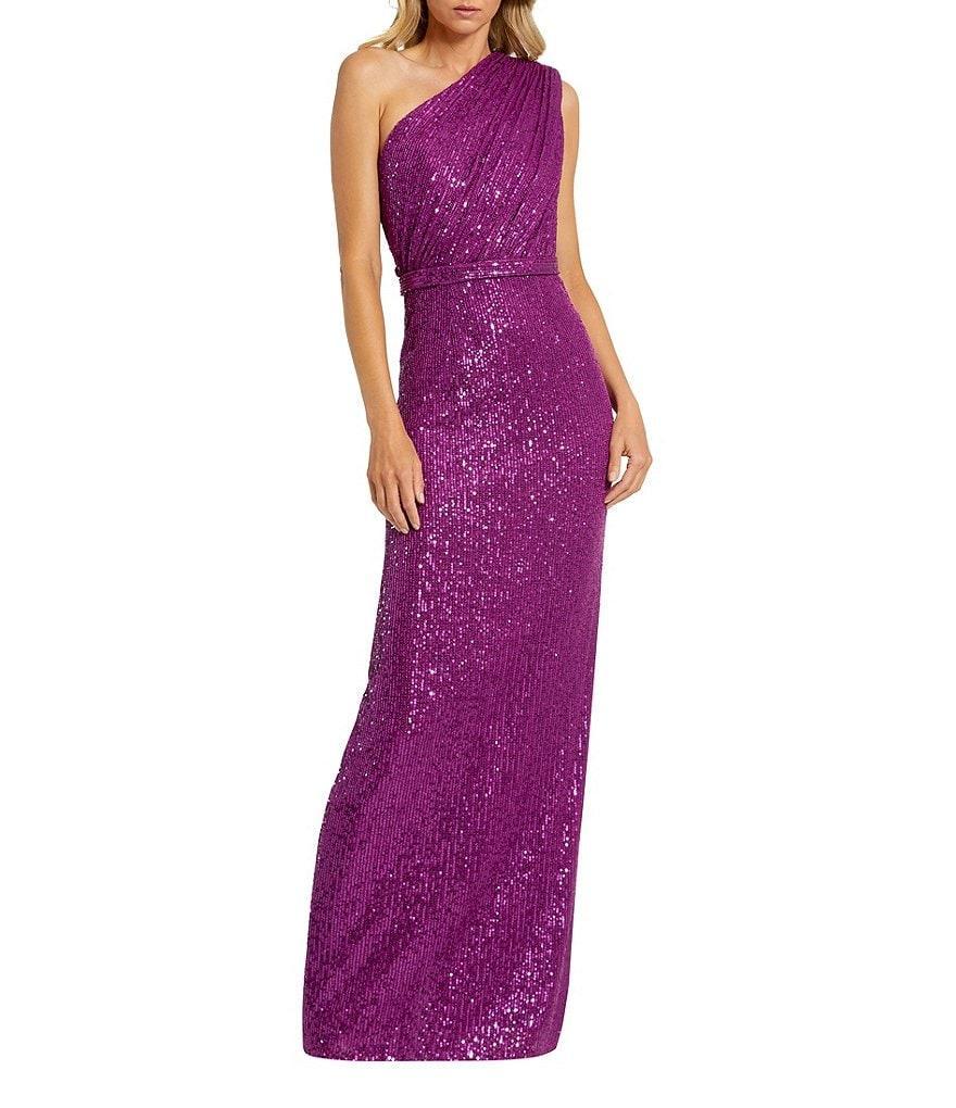 Mac Duggal Sequin Ruched One Shoulder Gown Product Image