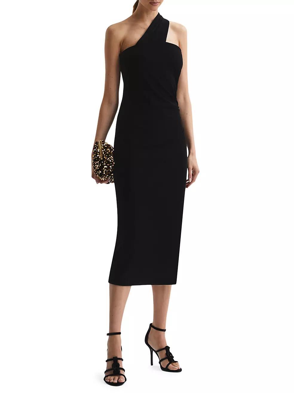 Abbey Velvet One-Shoulder Midi-Dress Product Image