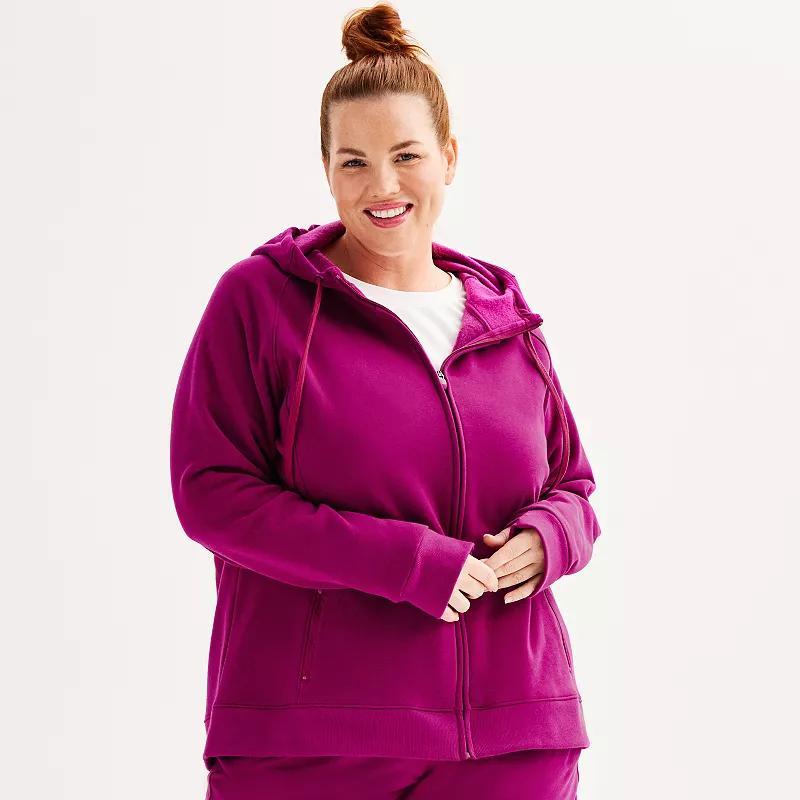 Plus Size Tek Gear Ultrasoft Fleece Long Jacket, Womens Purple Appeal Product Image