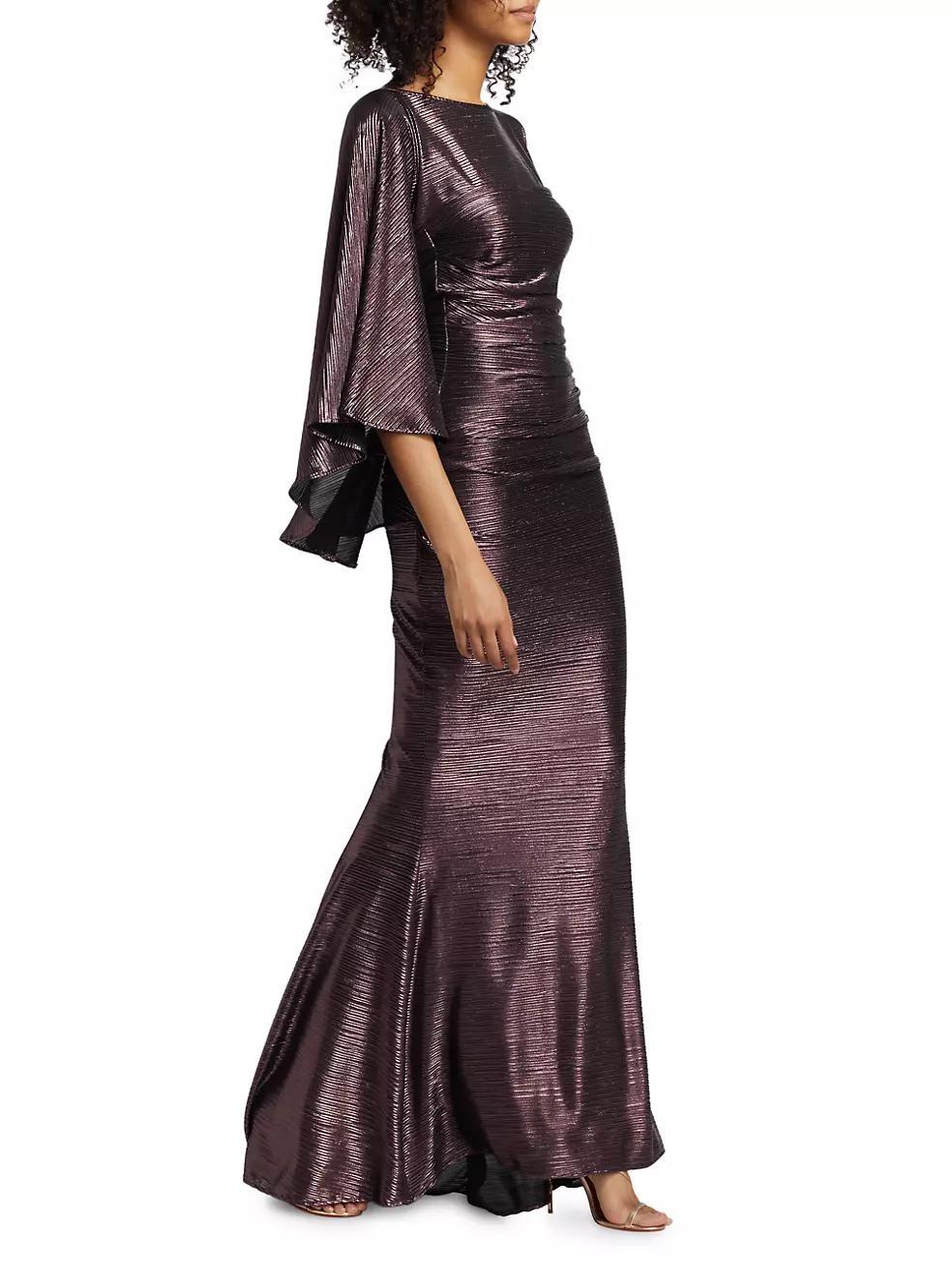 Pleated Metallic Satin Mermaid Gown Product Image