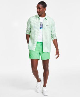 Lacoste Mens Striped Linen Shirt Quick Dry Swim Shorts Product Image